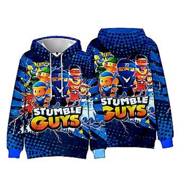 Stumble Guys Børn 3D Print Hoodie Trøje Med Lomme Langærmet Dreng Pige Halloween Julegaver 5-10år(5-6År C)