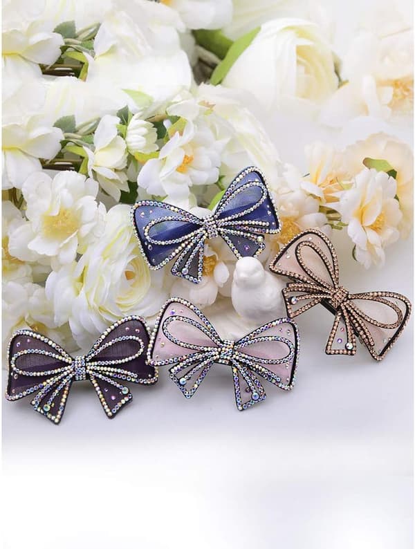 Bue krystall rhinestone hårnål toppklips Kryssklips skivefjærklips