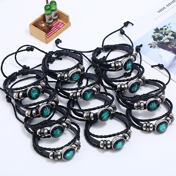 12 st Zodiac-armband för kvinnor och män, 12 stjärntecken pärlor