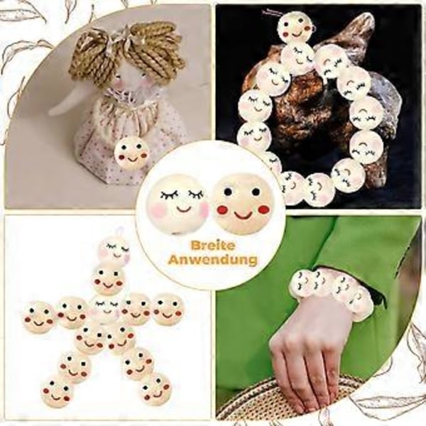 Crafting Joy: Smile Face Træperler, Naturligt Træ, Høj Kvalitet Til Diy Håndværk, Smykkefremstilling, Glat Overflade, Holdbar, Alsidig Håndværk