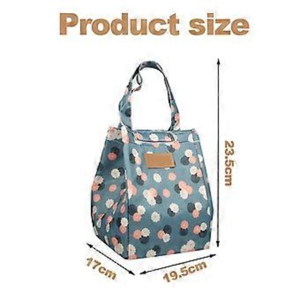 Blå Blommig Tålig Lunchväska Canvas Material Termisk Isolering Härlig Förvaringsbehållare