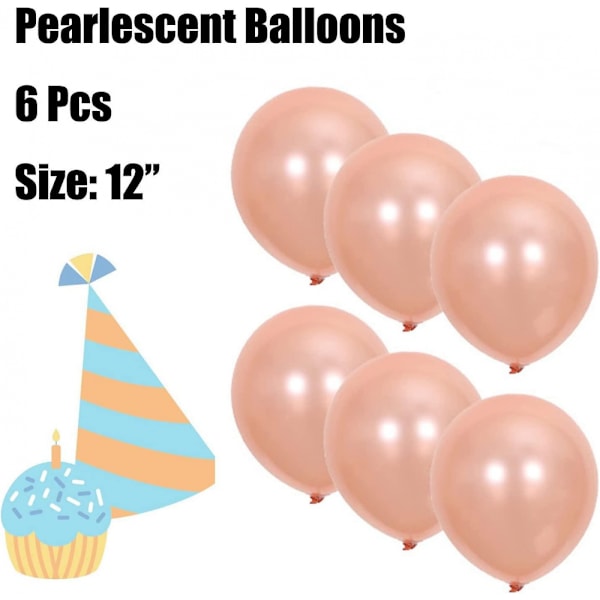 Grattis på födelsedagen Banner Ballonger Set Barnkalas Dekorationer Kit (rosguld)
