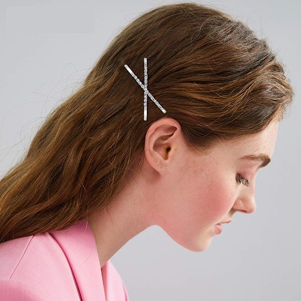 12 stycken hårklämmor, metallhårnålar, kristall, strass