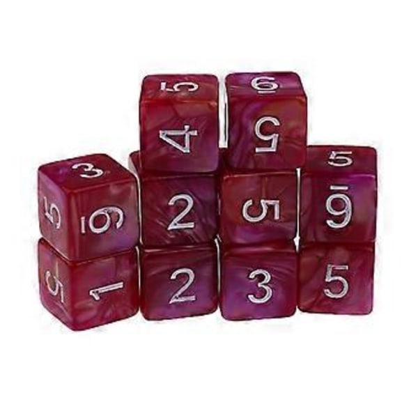 10 stk. D6 Polyhedral Terninge Bundle til DND Party Spil Prop (Rød Lilla)