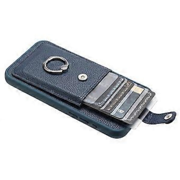 Samsung Galaxy S23 Ultra -kotelolle, korttipaikoilla varustettu nahkainen takakuori piirustuskuviolla ja sormuksella (tyyli C)