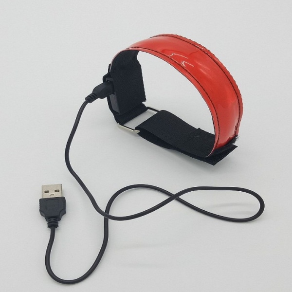 2 STK Röd uppladdningsbar LED-ljusarmband, reflekterande LED som kör F