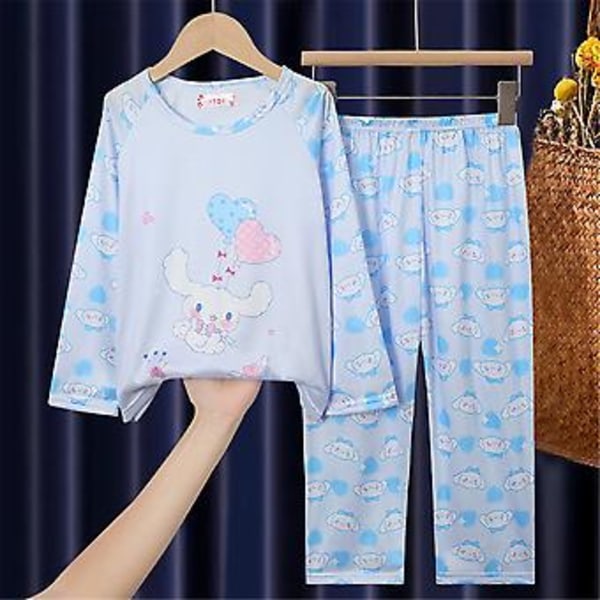 Kids Girls Sanrio Kawaii Cartoon Character Pajamas Pjs Nightwear Set Long Sleeve Tops Pants Sleepwear Loungewear(7-9 Years Cinnamoroll)