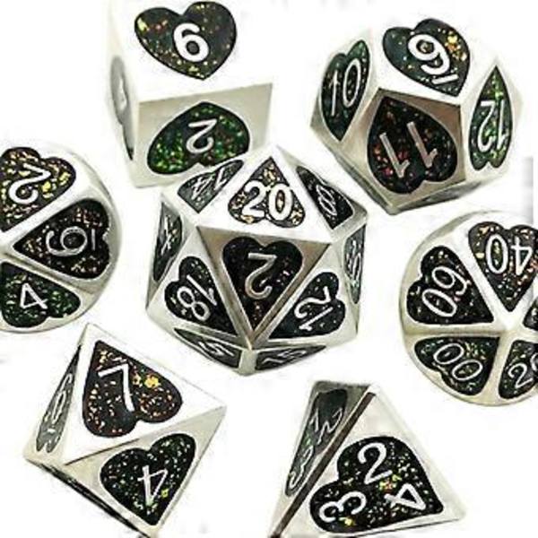 7 st Numerisk Multi Side D8 D10 D12 D20 För (Silver)