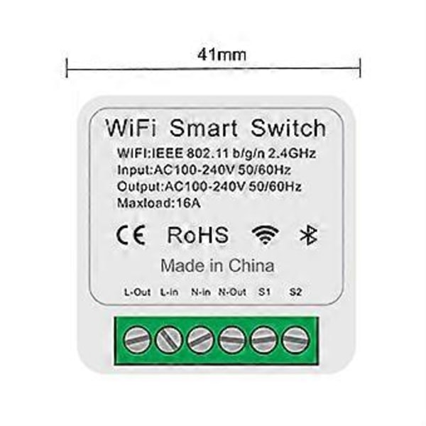CoRui eWeLink Wifi 16A MINI Smart Switch Timer Trådløs Bryter Smart Hjem (Hvit 04)