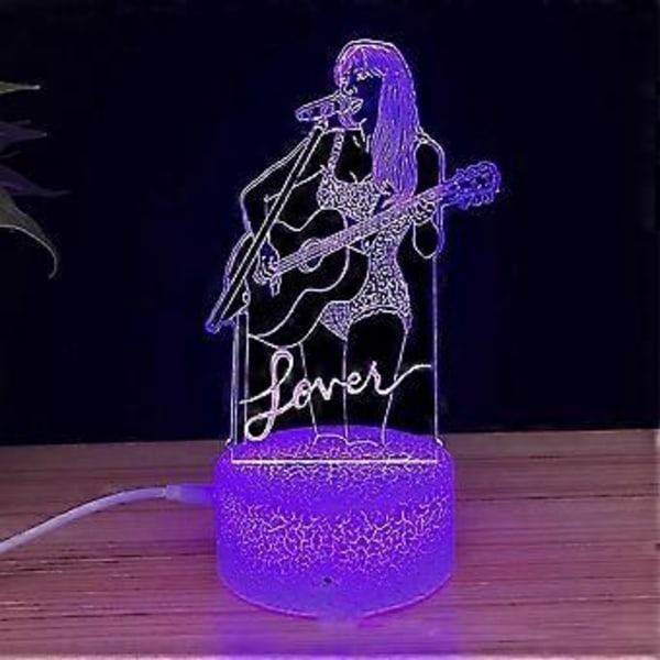 Taylor Swift 3D LED Natlampe Skrivebordslampe 7 Farver Skiftende med Touch Kontrol Hjem Værelse Bordindretning -NMAOV( A)