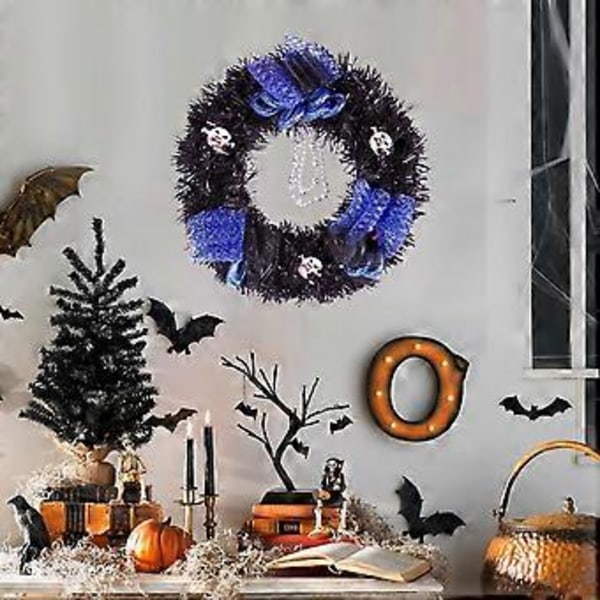 Halloween Dørkrans Spooky Halloween Mørk Spøgelseskrans Til Indendørs Og Udendørs Hjemmefest Dekorationer