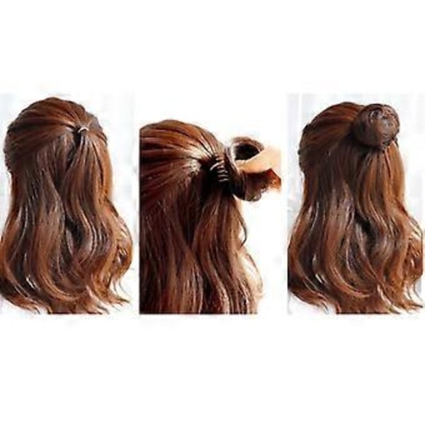 Messy Bun Enkel Klemme Parykk, kvinnelig gripe-klemme, Naturlig Hårkrøller (Brun)