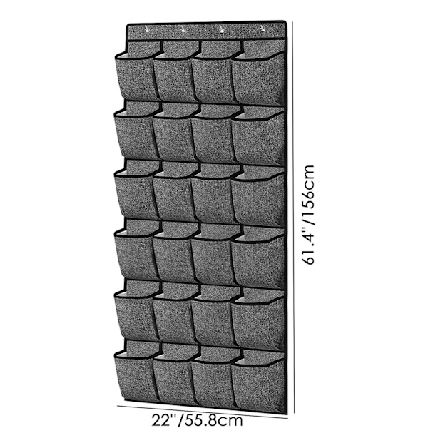 1PC Grå Linned Over-the-Door Skorestativ 24 Lommer, Skoopbevaring,