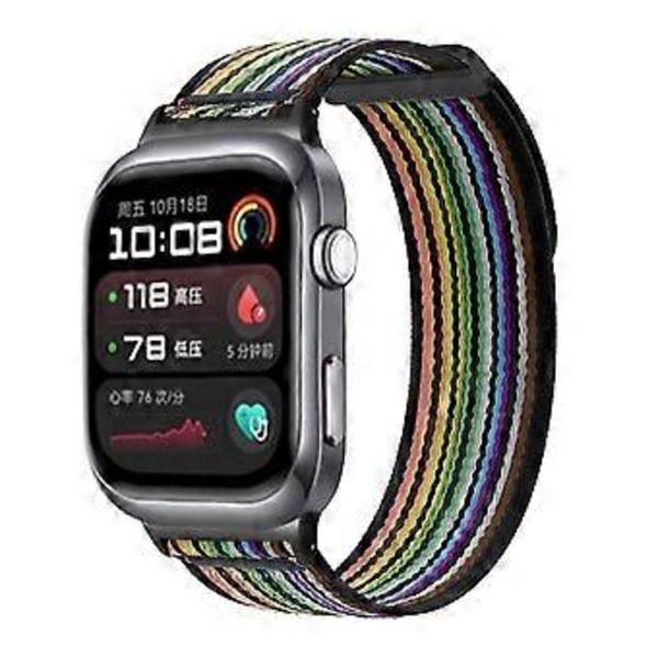 För Huawei Watch D2 Nylon Klockarmband Justerbart Ersättningsarmband - Svart/Regnbåge (Svart/Regnbåge)