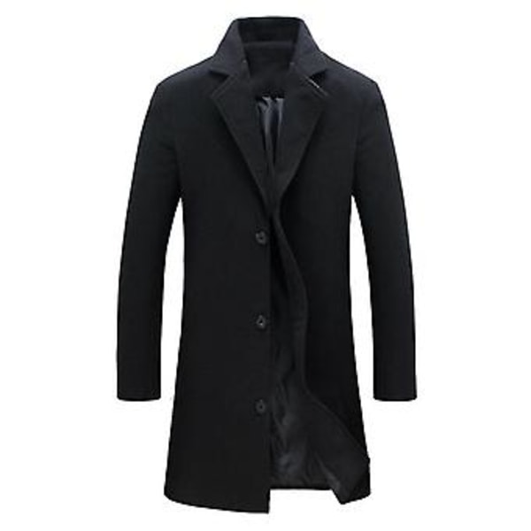 Fianao Herrkappa Enknäppt Bekväm Polyester Spandex Långärmad Herrjacka för Kontor (M Svart)