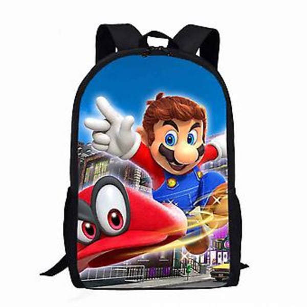 Barn Super Mario 3D-tryckt Ryggsäck Nyhet Coolt Spel Grundskoleelev Skolväska Ryggsäckar Dagryggsäckar För Pojkar Flickor (B)