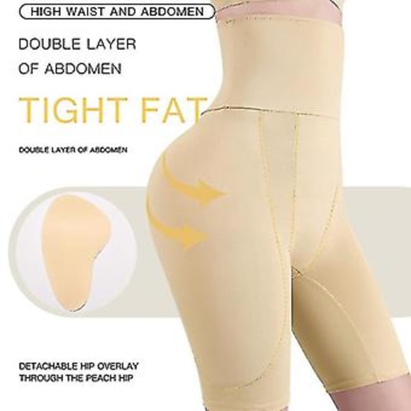 Shapewear Polstret Rumpeforsterker Truser Høy Midje Trener For Kvinner Magekontroll Kroppsformer Hofteforsterker Lårslanker (XL BEIGE)