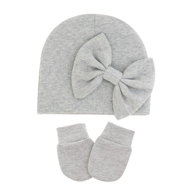 Nyfødt babylue og votter sett Sykehuslue Beanie Spedbarnsbue luer