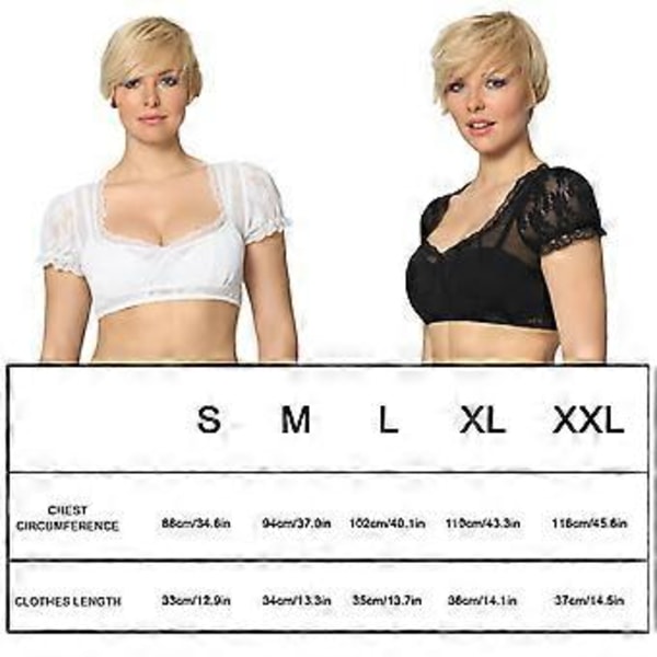 Nytt HotSale Elegant Dirndl Bluse Dame Svart Dirndl Bluse Blondebluse For Oktoberfest (M Svart)