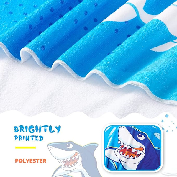 Barnens supermjuka hajstrandhandduk 80*160cm Pojkar Badhandduk Snabbtorkande badhandduk Strandfilt Vattenabsorberande Lätt strandhandduk Reshandduk