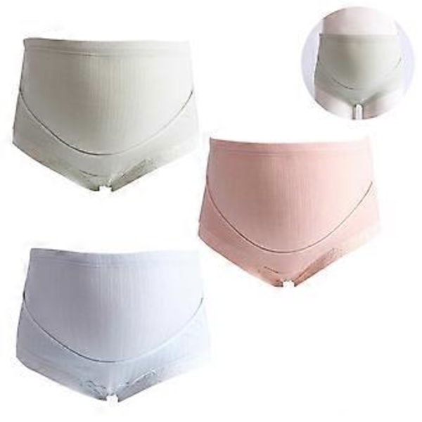 3 stk. Bomulls Graviditetstruser for Kvinner Klassiske Høye Liv Maternity Undertøy Multipakke (XL hudfarget mørkegrønn lyseblå)