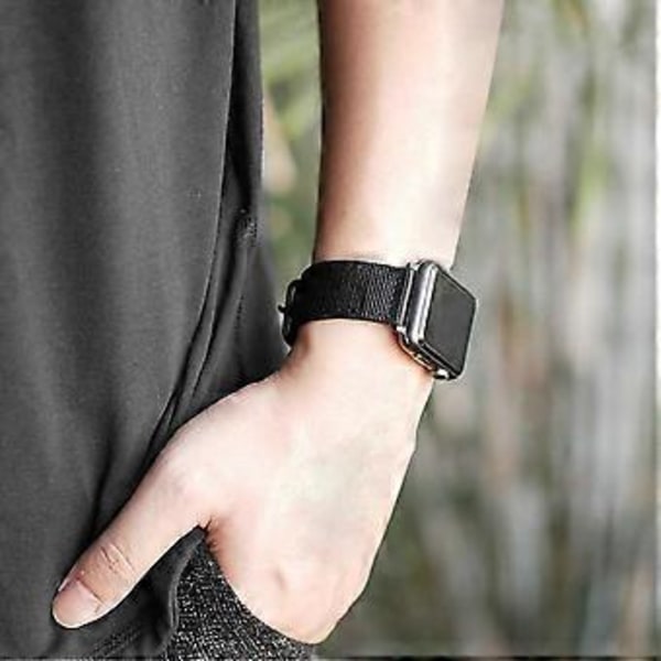 20mm Svart Universal Ballistisk Klockarmband, Nylon Canvas Vävd Ögla Ersättningsarmband Spänne Fäste Justerbar Stängning för Smartklocka