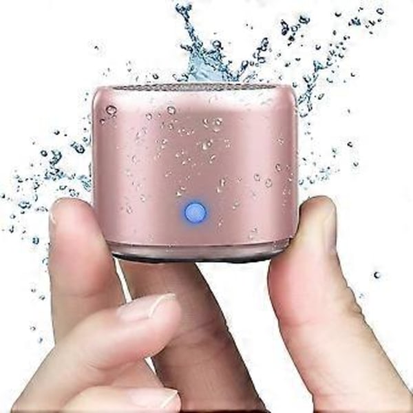 Vanntett Bluetooth-høyttaler, bærbar mini trådløs høyttaler med sterk bass og bæreveske, ideell for utendørs bruk (Rose Gold).