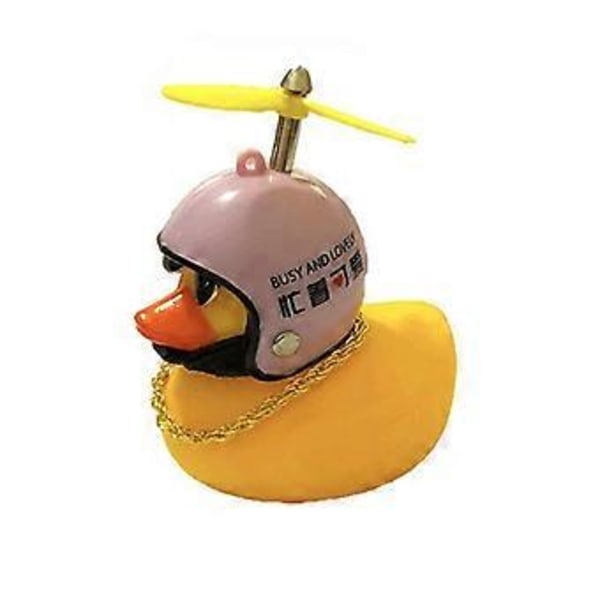 Lovely Rubber Yellow Duck Bike Bell Kids Bike Horn Squeeze Duck Bicycle Horns with Propeller Helmet Bicycle Accessories( C With Lamp)