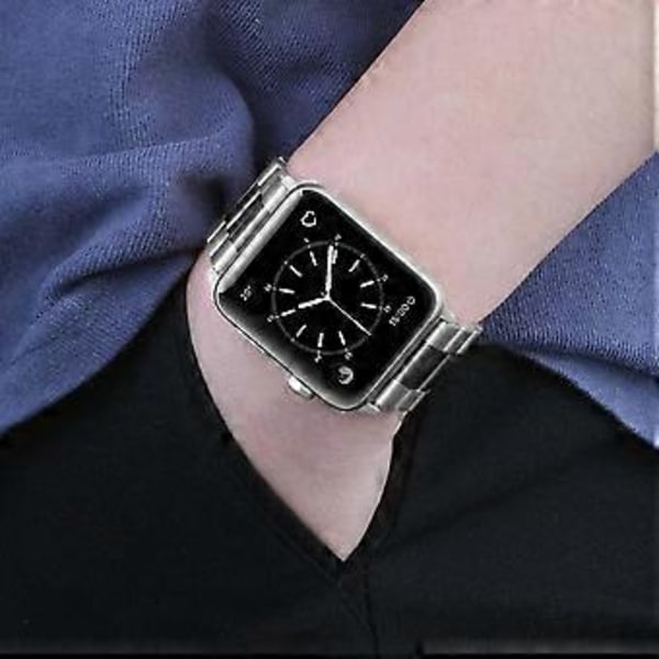 Kompatibel med Apple Watch Remmer Bytte Rustfritt Stål Metall Rem - Midt Svart 38-40mm