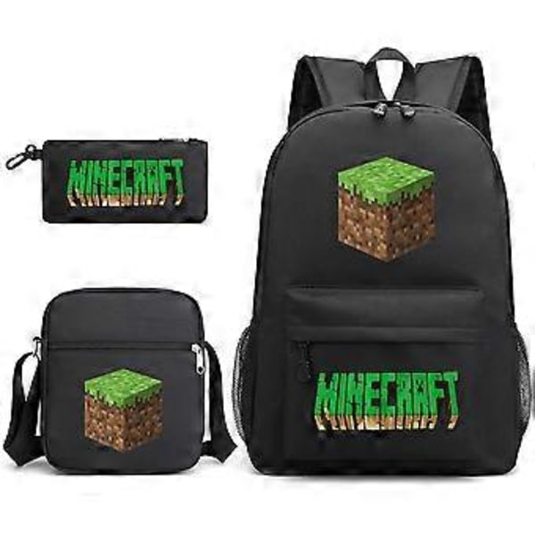 Minecraft Skolväska Ryggsäck Pennfodral Axelväska Tre-delad Set _20