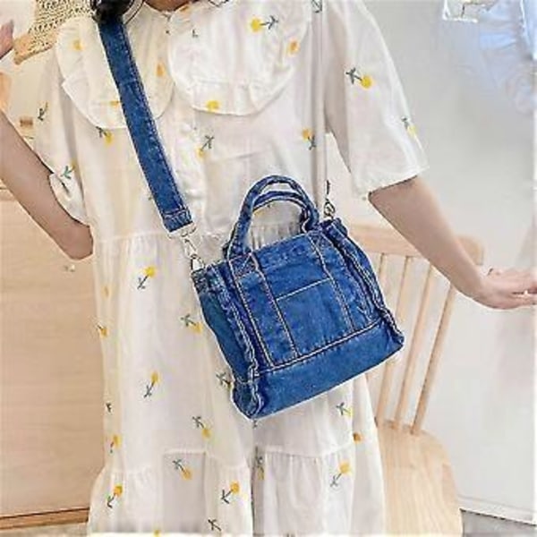 Japansk Stil Skuldertaske Sydkorea Sommerversion Denim Taske Kvinder Enkelt 1stk - Mørkeblå