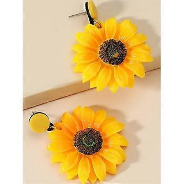 Solsikkeøredobber for kvinner 3D Solsikke Daisy Blomst Drop Dangle Øredobber Bohemian Solsikke Statement Øredobber Smykker u2026
