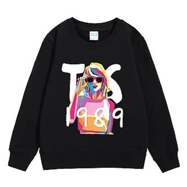 5-10 Years Kids Children Girls Taylor Swift 1989 Printed Sweatshirt Casual Long Sleeve Pullover Sweatshirt Tops(6-7 Years Black)