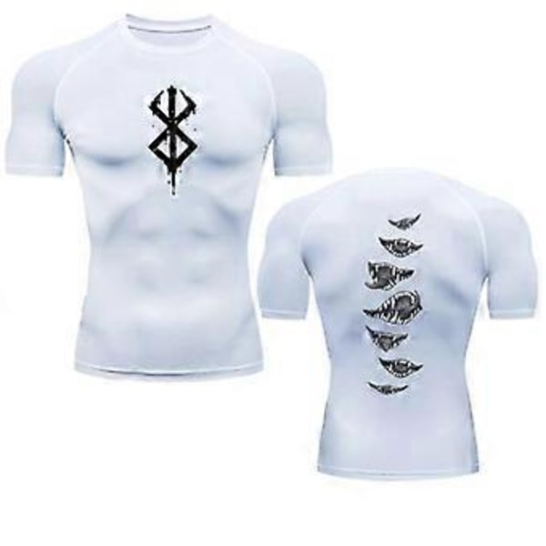 Anime Berserk Guts Kompresjonsskjorte for menn Fitness Sport Løpetights Gym T-skjorter Atletisk Hurtigtørkende Topper Tee Sommer (XXXL rød)