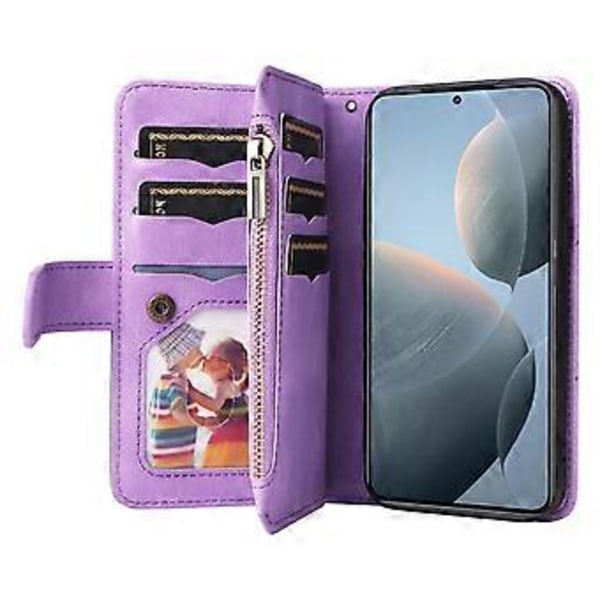 KT Multi-Function Series-5 Til Xiaomi 14T Etui Lynlås Pung Læder Telefon Cover Stativ (Style C)