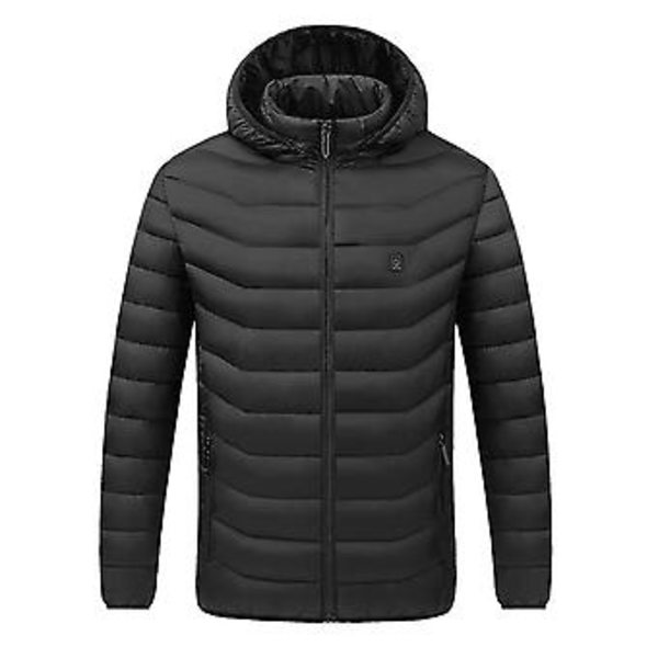 Unisex Elektrisk USB Opvarmet Jakke Vinter Varmt Varmepude Tøj Kropsvarmer Frakke Yderbeklædning (4XL Sort)