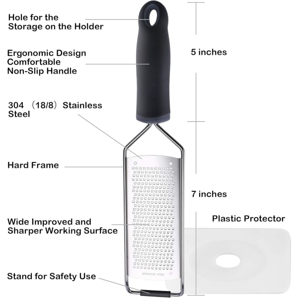 Stainless Steel Cheese Grater, Lemon Ginger Potato Zester with Er