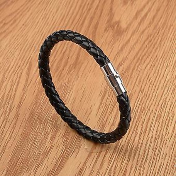 21cm Dropshipping Äkta Läderarmband Män Rostfritt Stål Flerskikts Flätad Reparmband För Man Smycken Armband Homme (H9641-1)