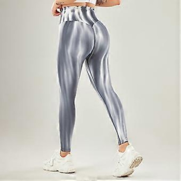 Tie-dye Fitness Yoga Bukser Gym Tummy Control Sports Leggings (S Grå)