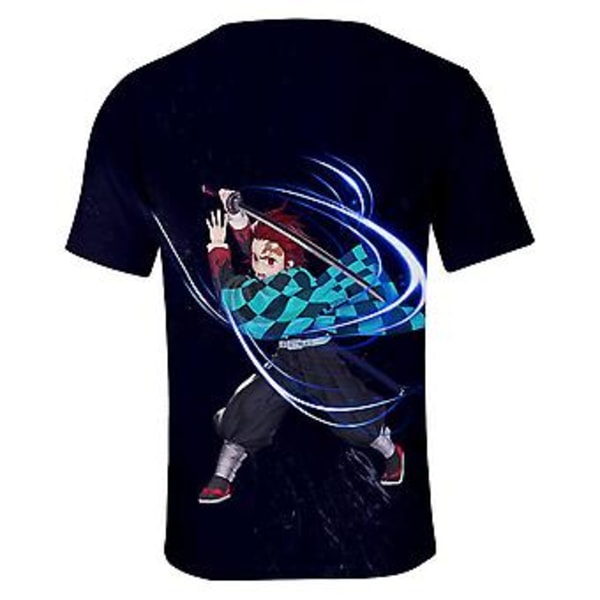 Demon Slayer Anime Trykk T-skjorter Kvinner Menn Sommer Casual Rundhals Tee Topper Gaver For Fans (XL B)