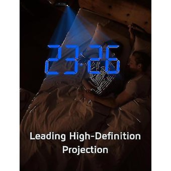 Projektionsvækkeur, Digitalt Ur Med 180° Drejelig Projektor, 3-trins Lysstyrke Dæmper, -jie Blå Digit Blå Projektion