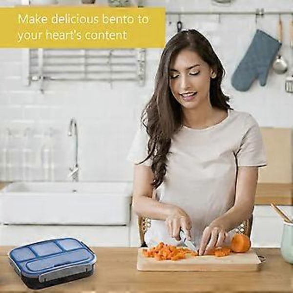 Matboks Barn, Voksen Matboks 1300ML - 4 Rom Bento Matboks, Mikrobølgeovn & Oppvaskmaskin & Fryser Sikker, BPA Fri (style9332)