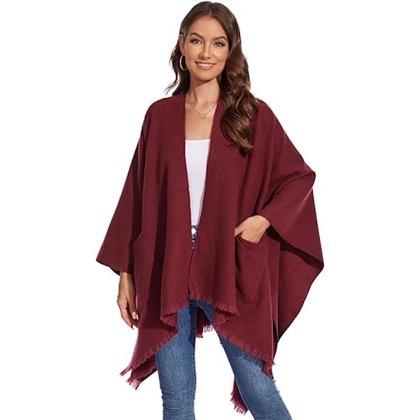 Elegant Sjal med Öppen Framkant, Mjuk Poncho för Kvinnor, Lämplig för Vår, Höst och Vinter
