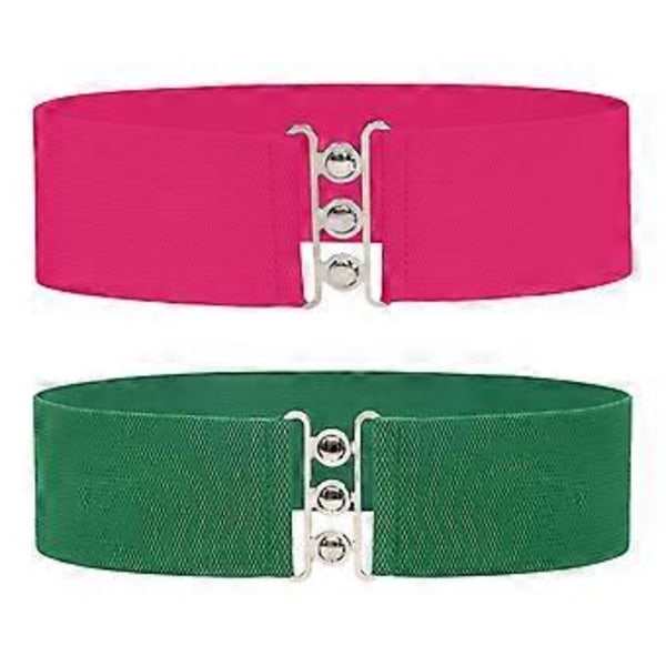 Elastiskt brett midjebälte för damer, mode stretch midjebälte för blus jeans (Rosa)