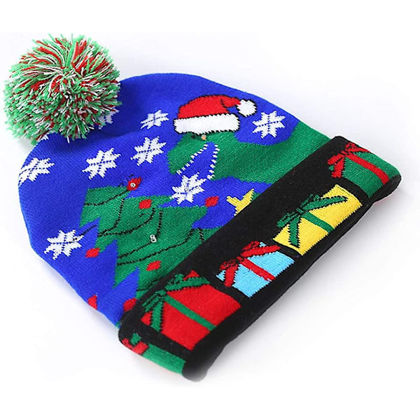 Katea Unisex 6 Färgglada LED Ljus-Up Fula Tröja Julhatt Stickad Xm