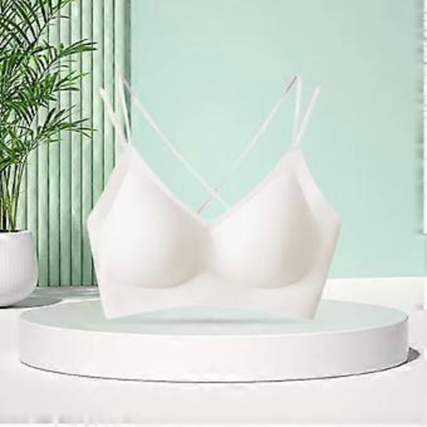 Naisten rintaliivit Jelly Strip -tuki T-paita Rintaliivit Alusvaatteet Push up -rintaliivit Pehmustetut Braletit (XL Valkoinen)