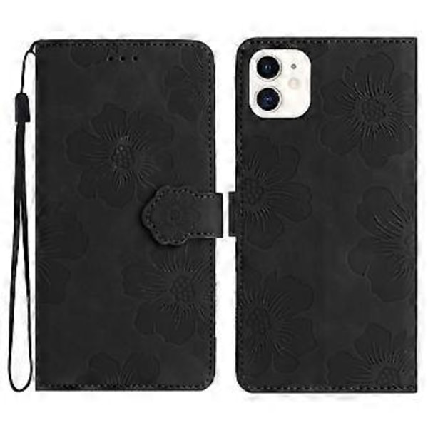 Til iPhone 11 Mobiltelefon Etui Blomster Præget PU Læder Stand Wallet Cover (Style E)