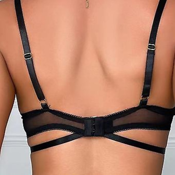 Svarta Mesh Benringar Genomskinliga Sexiga Lingerie Bekväma Ultratunna Unline Lingerie för Kvinnor (L)