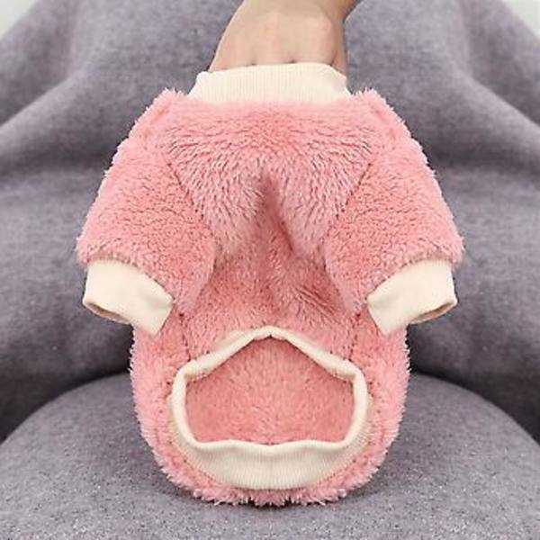 Hunde Fleece Tøj Hvalp Kostume Lille Frakke Varmt Trøje Sweater (S Pink)
