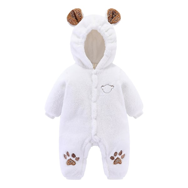 Nyfødt Spædbarn Baby Sød Bjørn Øre Varm Fleece Sneheldragt Vinter Tyk Hætte Romper Langærmet Frakker Varm Ydertøj Jumpsuit Bodysuits（66）